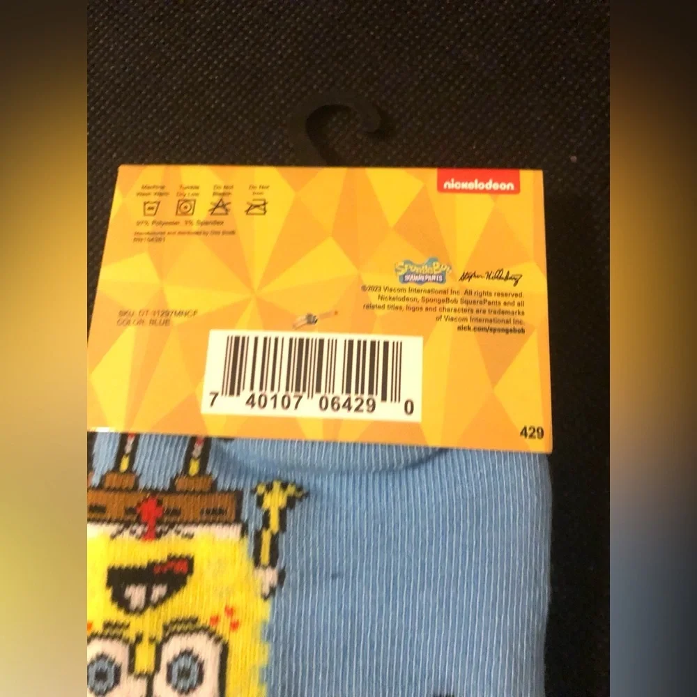 Spongebob squarepants crew socks shoe‎ size 6-12 new